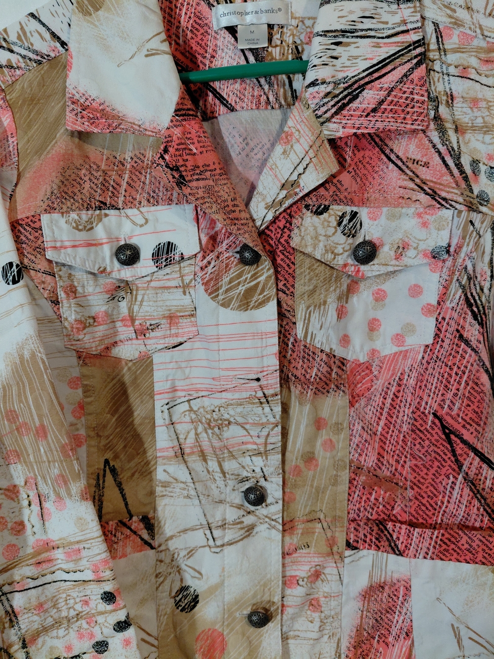 Womens Coral & Beige Patchwork Jean Jacket - Picture 6 of 11